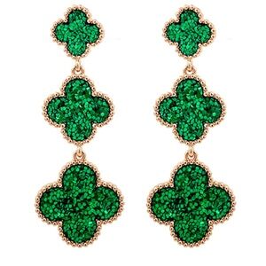 3 Sequin Clover Drop Earrings